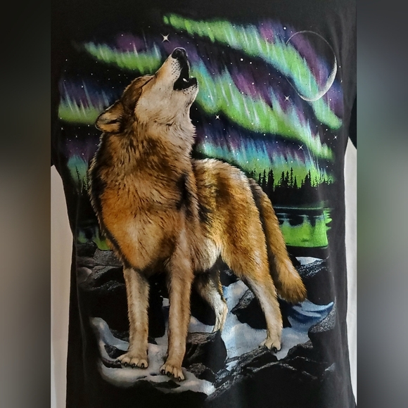 Vtg Timberwolf/Wolf Delta Pro Weight T-shirt Unisex Large Black Neon Psychedelic - Picture 2 of 8